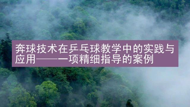 奔球技术在乒乓球教学中的实践与应用——一项精细指导的案例