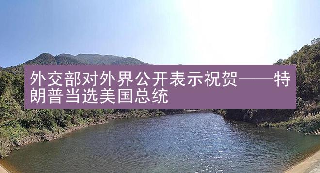 外交部对外界公开表示祝贺——特朗普当选美国总统