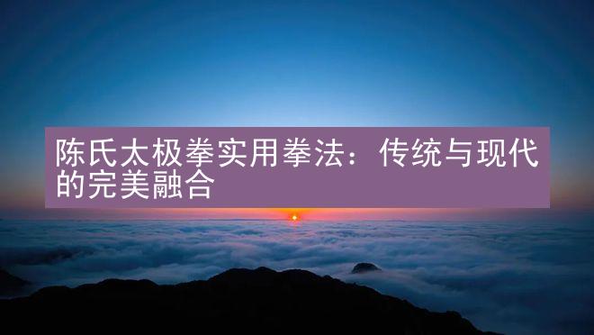 陈氏太极拳实用拳法：传统与现代的完美融合